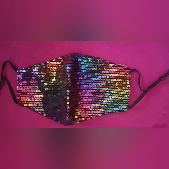 Rainbow Sequin Facemask with Filter, Adult - Picture 1 of 5